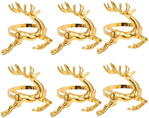 תפאורה של חג המולד של לוקשיני עיצוב איילים 6 יחידים דקורטיביים בצורת איילים בצורת מפיות אבזם אבזם
