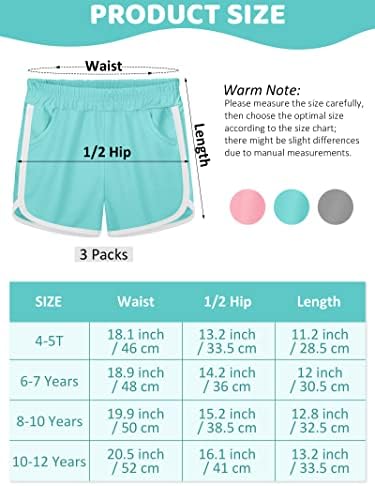 פורוקה 3 חבילות בנות מכנסי ריצה ספורט דולפין כושר מכנסיים קצרים עם כיסים מהיר יבש כושר מכנסי ריצה