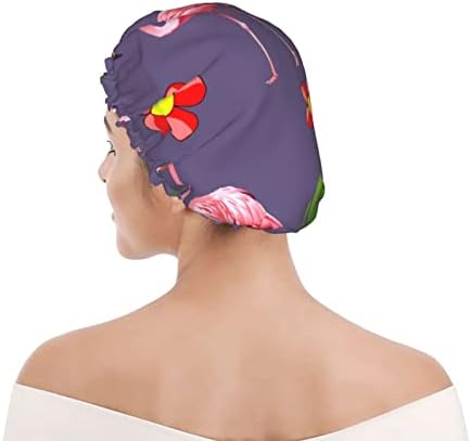 JGPYE כובע מקלחת לשימוש חוזר כובע פלמינגו חמוד כובעי מקלחת לעיצוב לנשים אטום רחצה כובע שיער אלסטי שיער כובעי