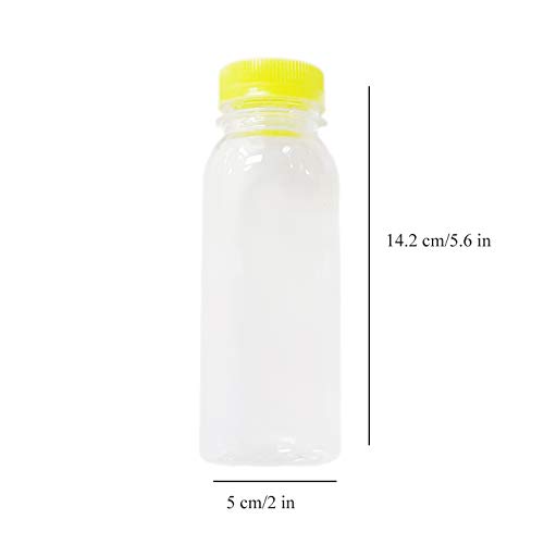חבילה של 96 בקבוקי מיץ פלסטיק ריקים לחיות מחמד - 8 אונקיות מיכלים שקופים לשימוש חוזר עם מכסה ברור לחבל ירוק