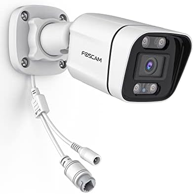 FOSCAM 5MP אבטחה חיצונית מצלמת POE IP, מצלמת מעקב אבטחה ביתית V5EP עם גילוי אנושי AI חכם 66ft Vision Night Vision