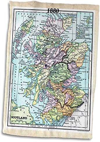 3drose פלורן וינטג ' - 1880 מפת סקוטלנד - מגבות