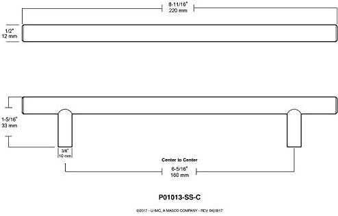 Liberty P01013-SS-C, מגירת מוט פלדה מושכת אוסף חומרת ארון, משיכות ארונות, 6-5/16 אינץ ', נירוסטה,