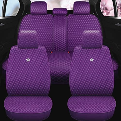 כיסוי מושב מכונית סגול מכסה עטיפות מושב אוטומטי מעור מלא של 9 יחידות כיסויי מושב קדמיים ואחוריים