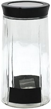 מוצרי בית גורמה צנצנת מיכל אחסון זכוכית עגולה עם לוח גיר, 48 אונקיות, שקוף