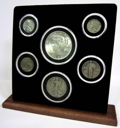 מטבעות ארצות הברית של חמש מטבעות של פעם בתצוגת אוויר-טייט