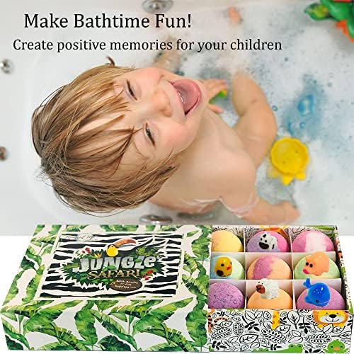 אמבטיה פצצות לילדים עם צעצועים בתוך-סט של 12 אורגני בועת אמבטיה פיזיז עם ג ' ונגל בעלי החיים צעצועים. לחות, עדין