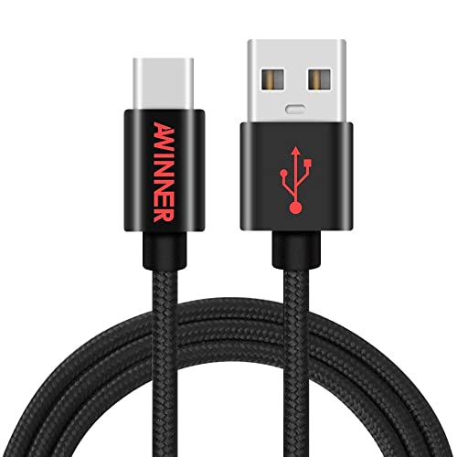 כבל U USB מסוג C, Awinner USB A TO SLINE C כבל טעינה מהירה כבלים קלוע USB C מטען מהיר