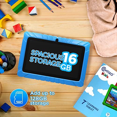 טאבלט של Contixo Kids, טאבלט V8 לילדים וטאבלט שרוול שקית צרור, טאבלט פעוטות 7 אינץ ', 2GB+16GB טאבלט