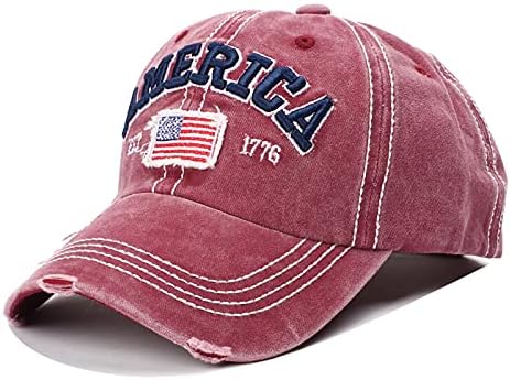 כובע משאיות דגל אמריקאי, ספורט מתכוונן רטרו ארהב כובע בייסבול בייסבול במצוקה כובע שמש שטוף וינטג