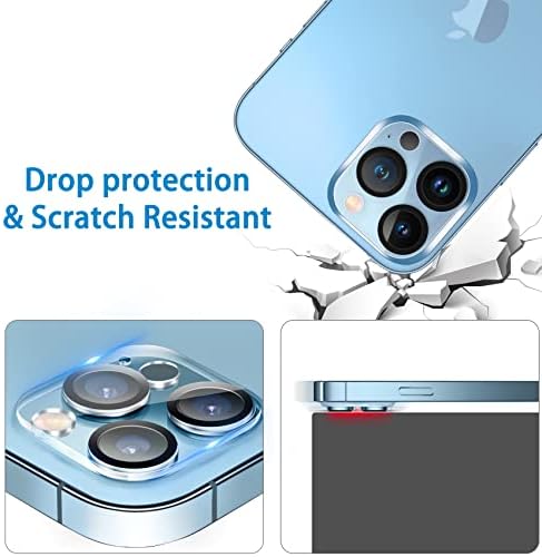 【3 חבילות】 Dengduoduo מגן על מצלמת זכוכית מזג עבור iPhone 13 Pro 6.1 & iPhone 13 Pro Max 6.7, Ultra HD, קשיות 9H,