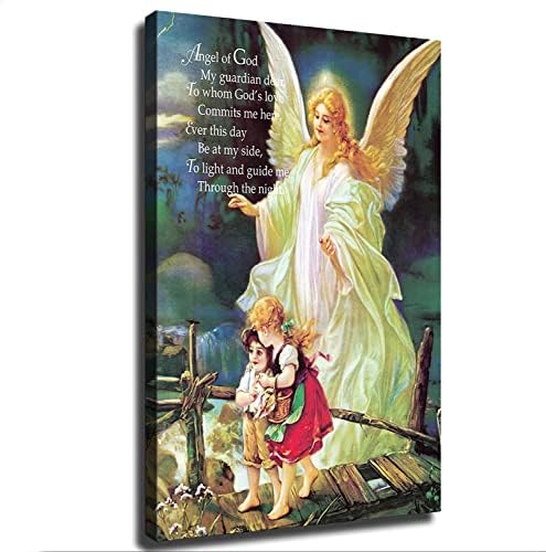 שומר מלאך אל -אלוהים - ילדים על גשר פוסטר דתי ציור קיר קיר אמנות קיר סלון דתי מקשט כרזות חדר שינה