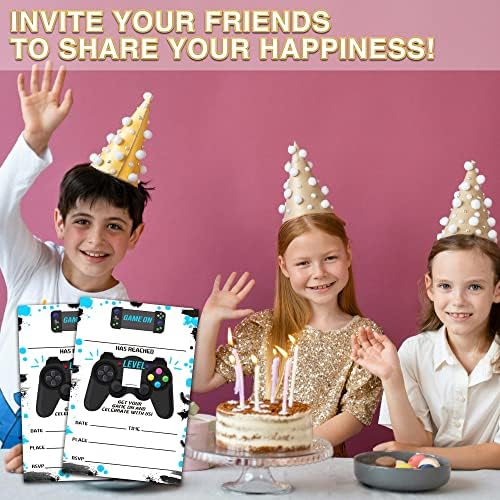 Utesg משחקי וידאו הזמנות למסיבת יום הולדת, הזמנות ליום הולדת לגיימר לבנות בנות, מזמנות מילוי