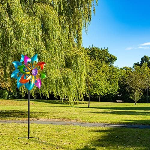 ספינר רוח של Dreamysoul מתכת חיצונית, 37 ספינר רוח קינטית אמנות חצר פסל רוח צבעוני לחצר גן פטיו עיצוב
