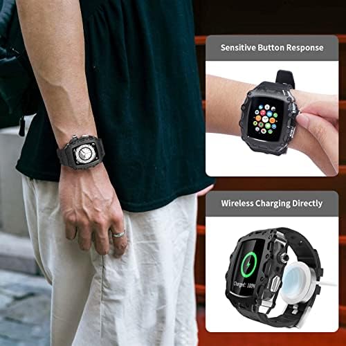 ערכת שינוי NIBYQ לסדרת Apple Watch 8 45 ממ סדרה 7 45 ממ לוחית מתכת+רצועת גומי לסדרת IWatch 6 SE 5