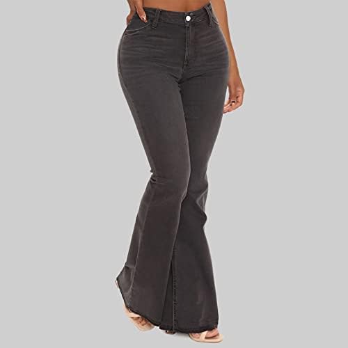 אופנה לנשים צבע אחיד ג'ין מכנס התלקחות רצפת רצפת הירך נשים ג'ינס מרימות ג'ינס דק אופנה רזה ג'ין פנט אלגנט