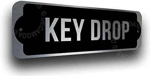 שלט טיפת מפתח של Deca Moda, שלטים לעסקים, שלטי דלת, שלטי טיפת מפתח, טיפת מפתח, גימור כסף, 9X3 אינץ '