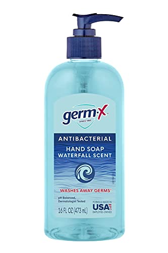 סבון ידיים נוזלי אנטיבקטריאלי, ריח מפל מים, רמת חומציות מאוזנת, 16 אונקיות, נבדק רופא עור, שטיפת ידיים שקופה