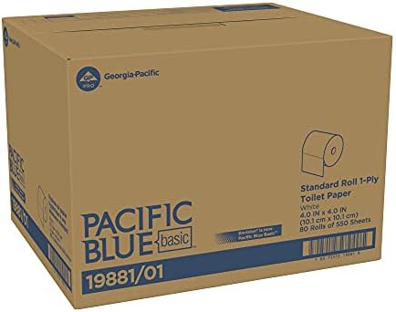 פסיפיק כחול בסיסי 1 רובדי נייר טואלט מובלט ; 19881/01; 550 גיליונות לכל רול; 80 לחמניות לכל מקרה