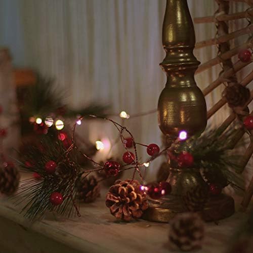 חג המולד פינקונה זרי אורות, פעמון ג'ינגל מתכת ווקאלי, חג המולד אדום פירות אדום ועלים אורן, זר חג