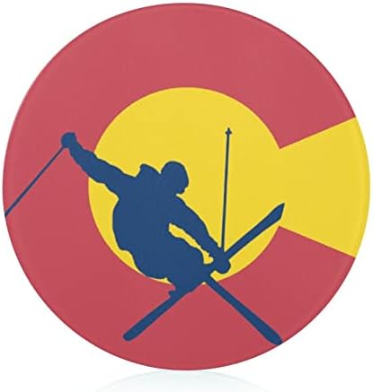 קולורדו דגל סקי סקי זכוכית חיתוך לוחות עגול קרש חיתוך אישית מותאם אישית לחתוך מחצלות למטבח קל נקי