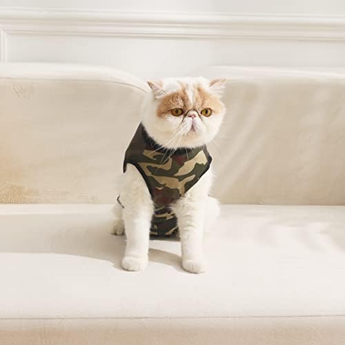 חליפת התאוששות חתול ג ' יופטי, בגד גוף לחתול לפצע בטן לאחר ניתוח או מחלות עור, צווארון אלקטרוני תחליף,
