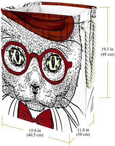 חתול יפה עם כובע משקפיים 300 ד אוקספורד עמיד למים סל בגדים גדול סל כביסה עבור שמיכות בגדים צעצועים בחדר השינה