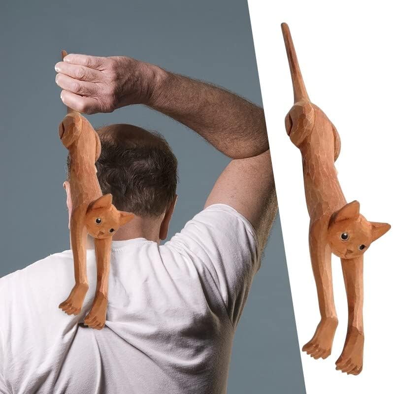 חתול בצורת חזרה גרדן עם ארוך ידית עץ חזרה עיסוי כלי כיף גירוד מקל מתנה