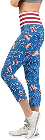 חותלות מותניים גבוהות לנשים דגל אמריקאי לא ראו דרך מכנסיים מודפסים ביום העצמאות לריצת רכיבה על אופניים