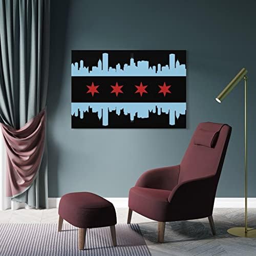 שיקגו עיר דגל בד קיר אמנות תליית ציור קיר תפאורה לחדר אמבטיה סלון חדר שינה משרד מטבח