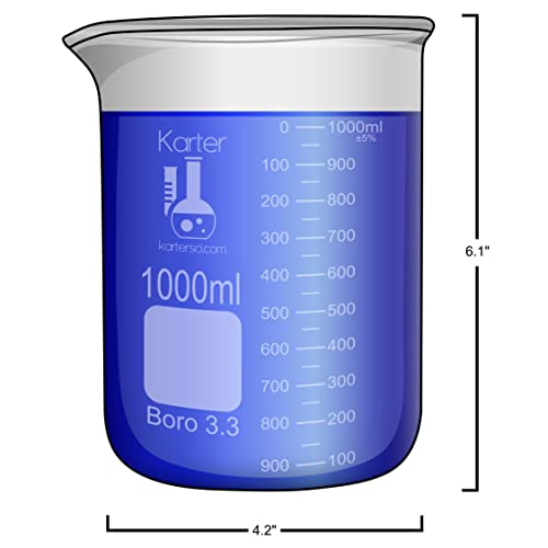 כוס 1000 מל, גריפין צורה נמוכה, בורוסיליקט 3.3 זכוכית, בקנה מידה כפול, בוגר, קרטר סיינטיפיק 213d19
