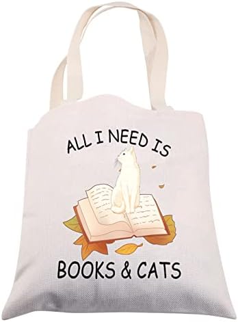 CMNIM כל מה שאני צריך זה ספרים וחתולים מתנות חובבי חובבי תיק תיק קורא מצחיק מתנה לחובב חתולים תיק ספר ספרן תולעת