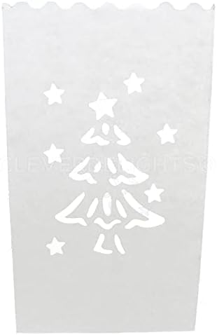 Cleverdelights לבן עץ חג המולד תיקים תאורה - 30 ספירה - לחג חג המולד לומינריה