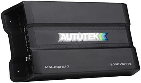 Autotek MM-2025.1d ממוצע מכונה 2000 וואט מגבר, מגבר מונו קומפקטי יציב 1-אוהם, מרחוק בס כלול