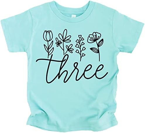 שלוש פרחוני 3 יום הולדת חולצה לפעוטות בנות שלישי יום הולדת תלבושת