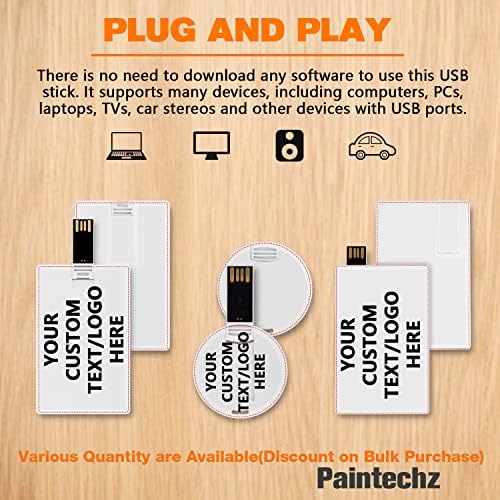 Paintechz כרטיס אשראי מותאם אישית USB כונני פלאש 50 חבילה, טקסט לוגו בהתאמה אישית - כמתנות ארגוניות ומתנות