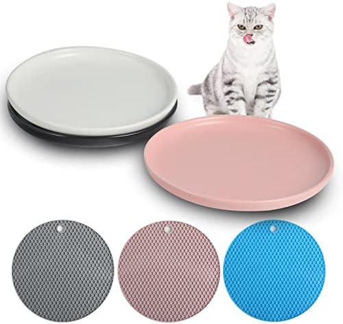 מנת מזון לחתול קרמיקה של דורקיטן: קערות מזון רטובות לחתול חתול מאכיל קערות רחבות כדי להקל על הקצפות