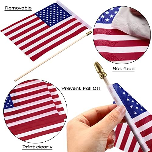 150 חבילות דגלים אמריקאים קטנים על מקל 5 x 8 אינץ