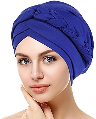 טורבן לנשים אופנה הכימותרפיה בימס שיער מכסה מוצק צבע מוסלמי כובע טוויסט קשר אלסטי כיסוי ראש גולגולת
