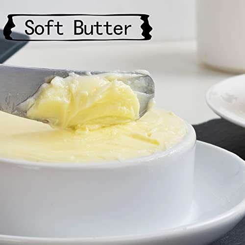 צלחת חמאה, שומר חמאה חמאה, צלחת חמאת קרמיקה עם מכסה/ידית, 17 גרם מיני מיכל חמאה לבן קטן עם כיסוי, כיסוי
