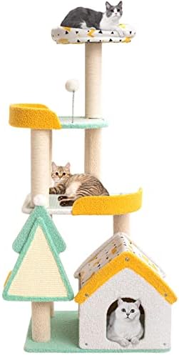 51 חתול עץ חמוד חתולי מגדל דירה עם סיסל מגרד הודעות לוח יוקרה מפנק בית מקורה כבד החובה לחתולים,