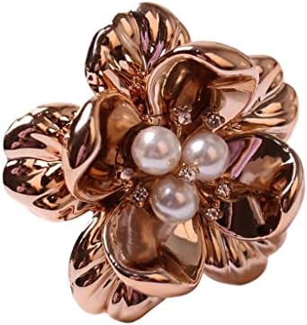 Quul 8pcs/ pearl florl מפית טבעת פרח ורד מתכת מפית כפתור כפתור שולחן שולחן חתונה מפית מפית שולחן עבודה קישוט