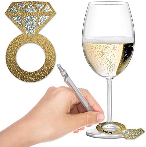 איגל 57325 יהלומי טבעת יין זכוכית סמני 48 חתיכה, 2.25 איקס 3.5, זהב / כסף