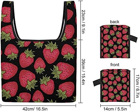 תותים ורודים שקית תיקים כבדים לתיקי מכולת מתקפלים לשימוש חוזר לקמפינג קניות לנסיעות בסוף השבוע