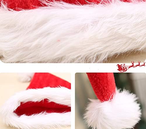 כובע חג המולד, כובע חג המולד, כובע סנטה, עיטור פלאפי קטיפה ארוך, בד קטיפה אדום, כובע מסיבת חג המולד