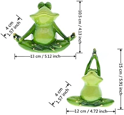 סט דרייב של 2 צפרדעי שרף יצירתי צפרדעי צלמיות, 2 פוסק יוגה פוסק, פסל צלמיות אספנות של בעלי חיים לעיצוב גן מדשאה