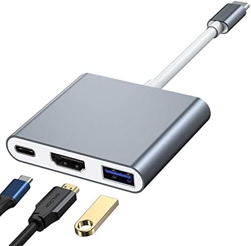 מתאם USB C ל- HDMI Multiport, 3-in-1 USB C רכזת עם יציאת USB 3.0 של USB 3.0 של USB-C יציאת טעינה