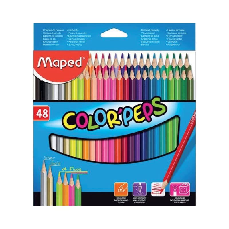 עפרונות צבעוניים משולשים, צבעים שונים, חבילה של 48