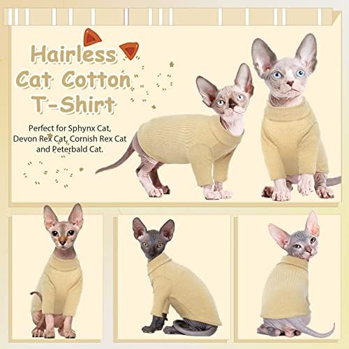 Dentrun Sphynx חתולים חסרי שיער חולצה, חולצות טריקו לחתלתול סוודר עם שרוולים, סוודר צווארון חתול