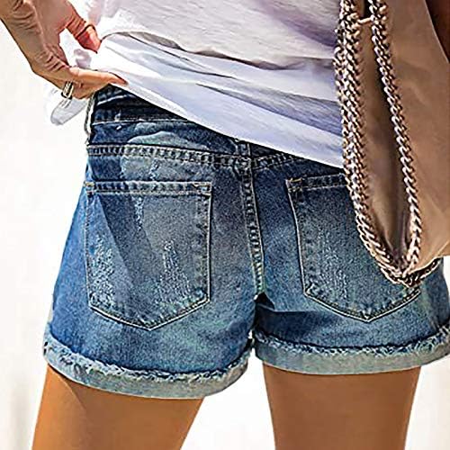 מכנסי מכנסיים גבוהים ג'ינס רזים מכנסיים קצרים מותניים נשים מכנסי קיץ סקסיים מכנסי חור ג'ין ג'ינס ג'ינס מכנסיים